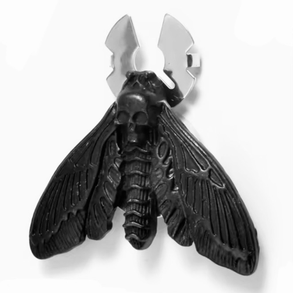 Black Gothic Skull Moth Button Covers Unisex Accessory Punk Shirt Cuff Women Men